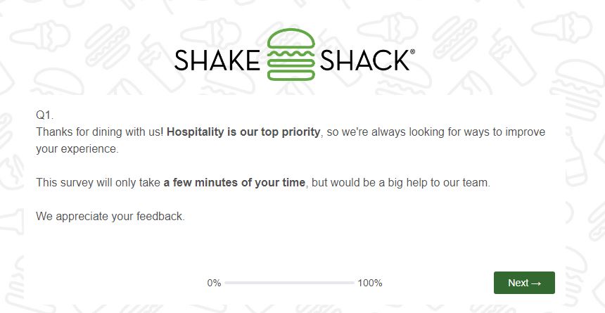 Shake Shack Guest Feedback Survey