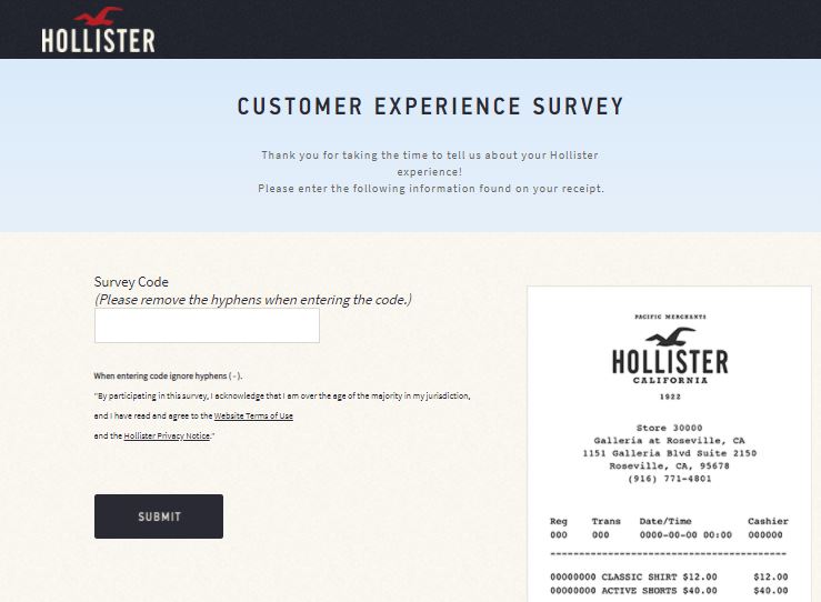 hollister survey discount