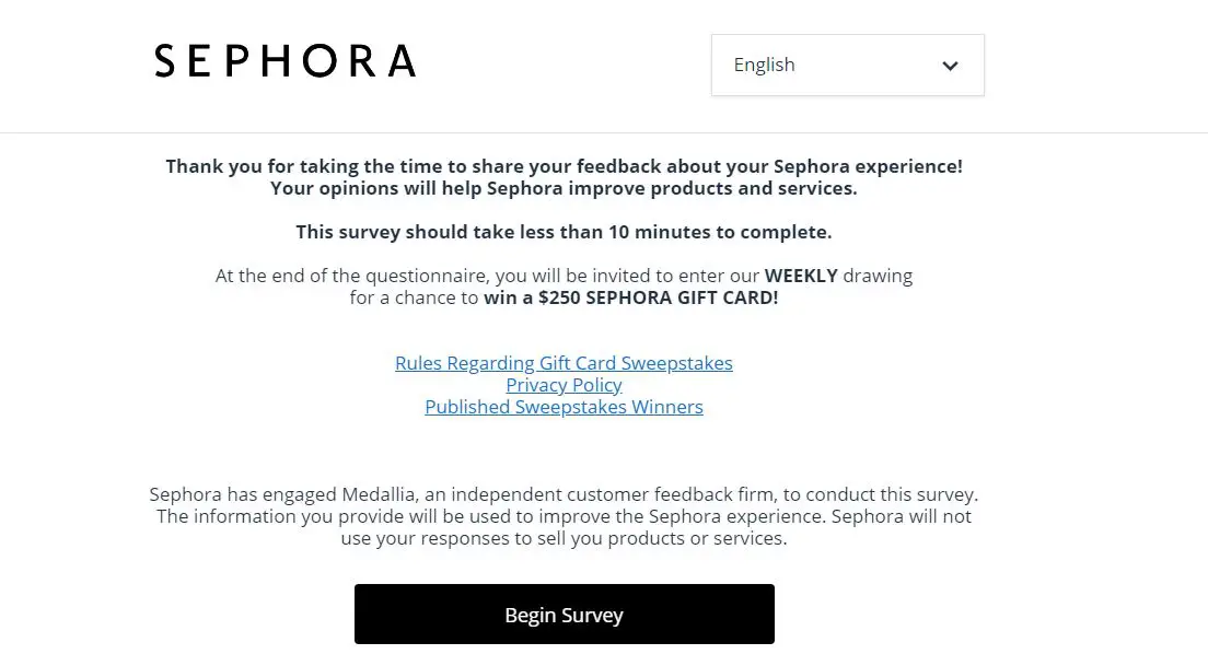 Survey.medallia.com/sephora/canada