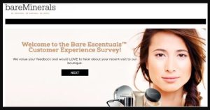 Bare Escentuals Customer Experience Survey step 1