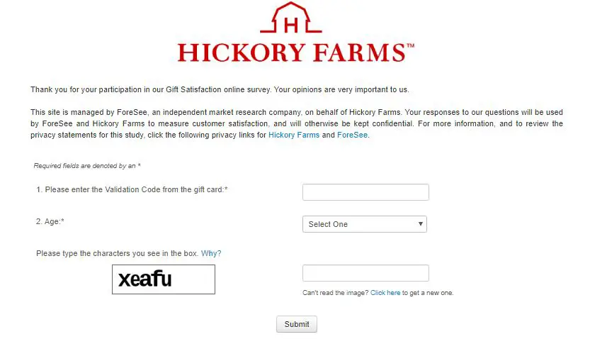 Hickory Farms Gift Survey