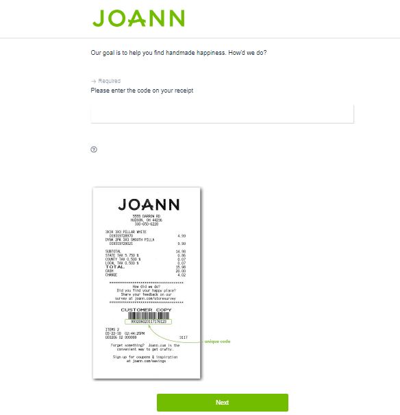 www.Joann.com/Storesurvey
