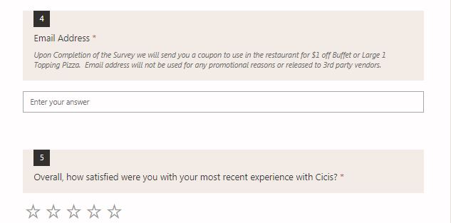 CiCi’s Pizza Survey