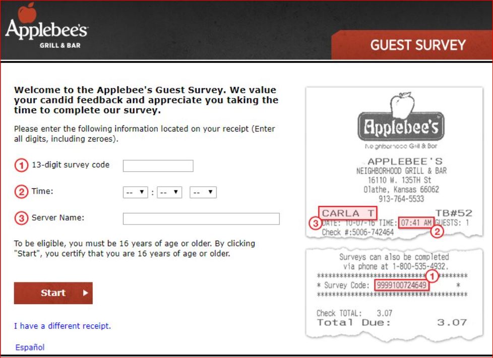 www.applebees.com/survey
