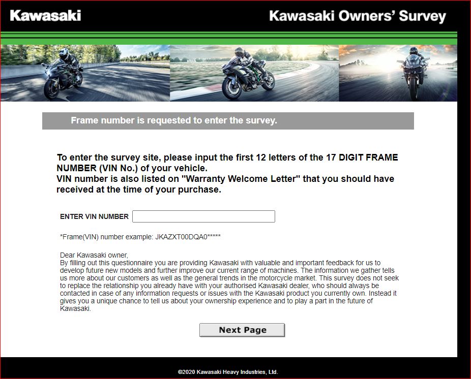 Kawasaki Guest Feedback Survey
