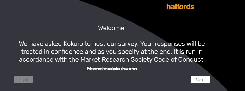 Halfords Guest Feedback Survey 