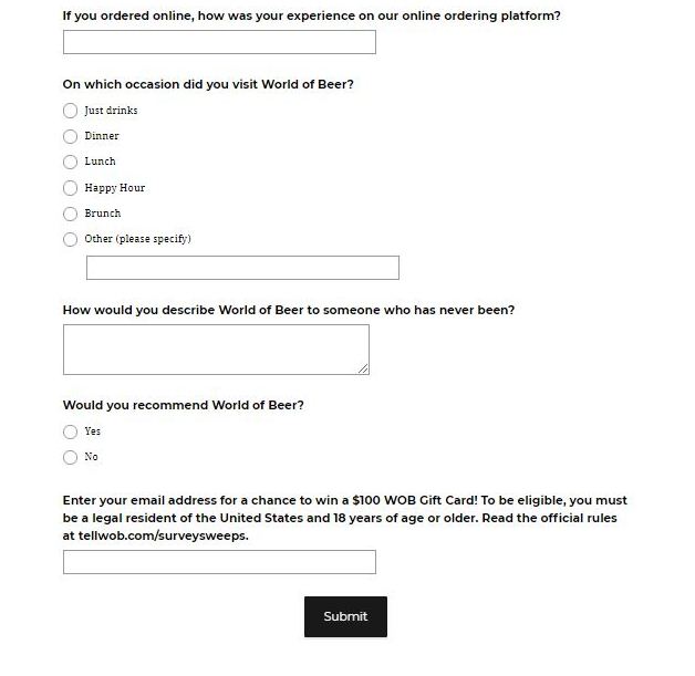 World of Beer Experience Survey