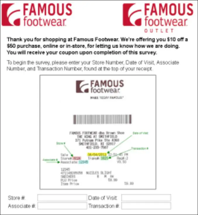 How to take a part in www.FamousFootwear.com/Survey?
