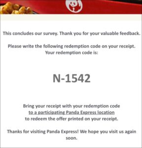 Panda express/feedback Panda Express Survey