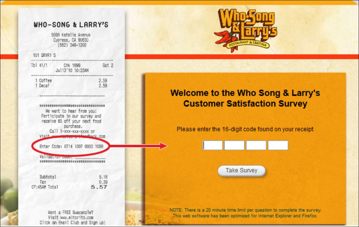 Who Song & Larry’s Customer Feedback Survey