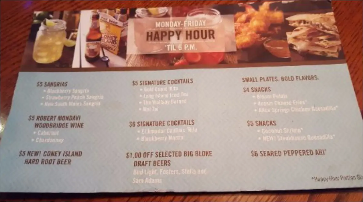 Outback Steakhouse Happy Hour