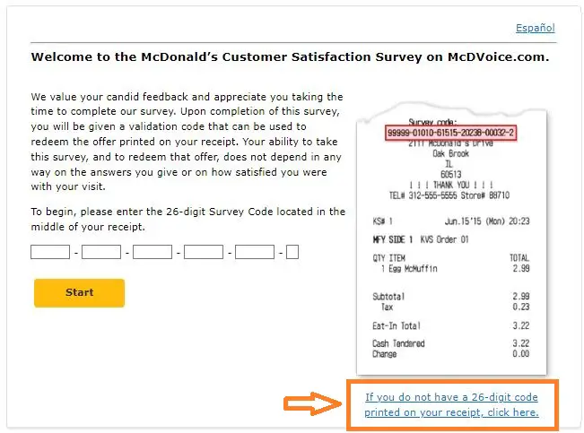 Mcdonalds Survey without Receipt 