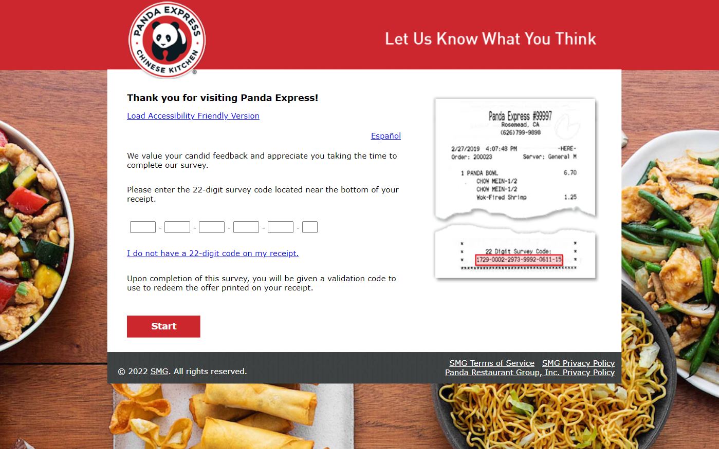 Panda Express Receipt Survey