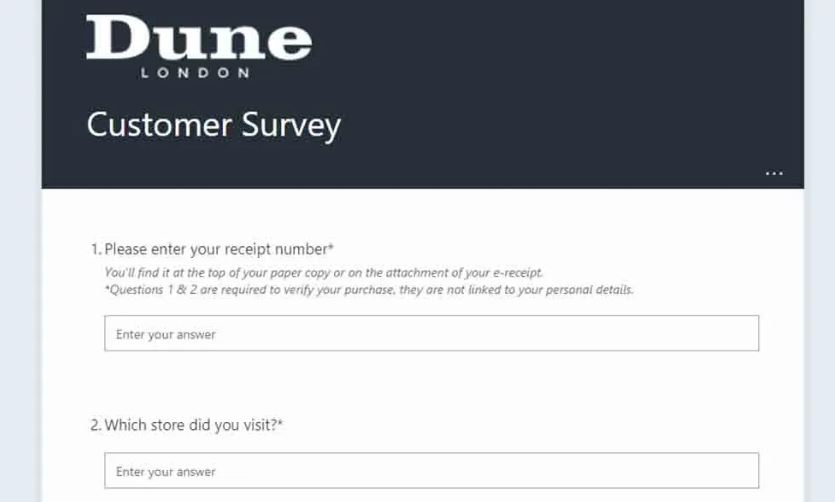 Dune London Customer Survey