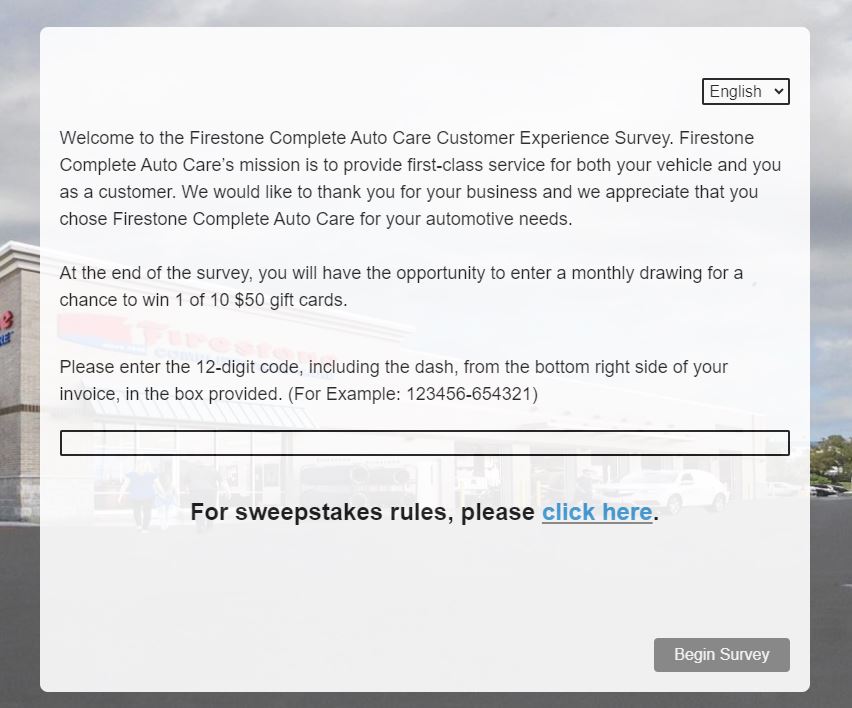 Firestone Survey Sweepstakes