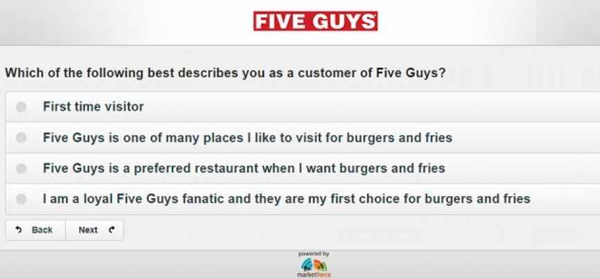 Five Guys Customer Survey