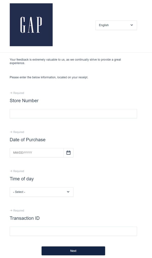 Gap Outlet Customer Feedback Survey