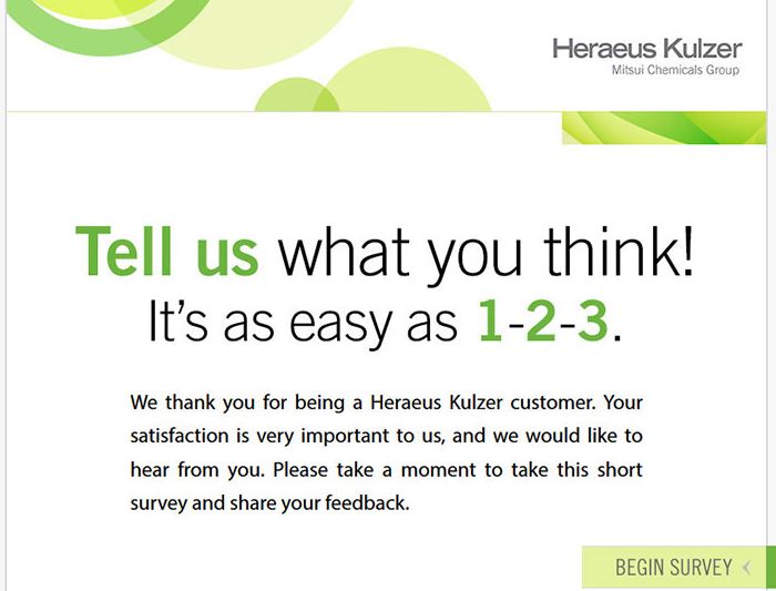 Heraeus Customer Satisfaction Survey