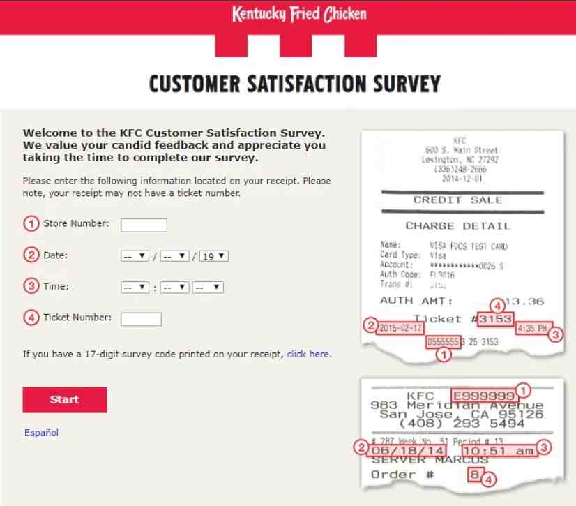 KFC Survey With Store Number