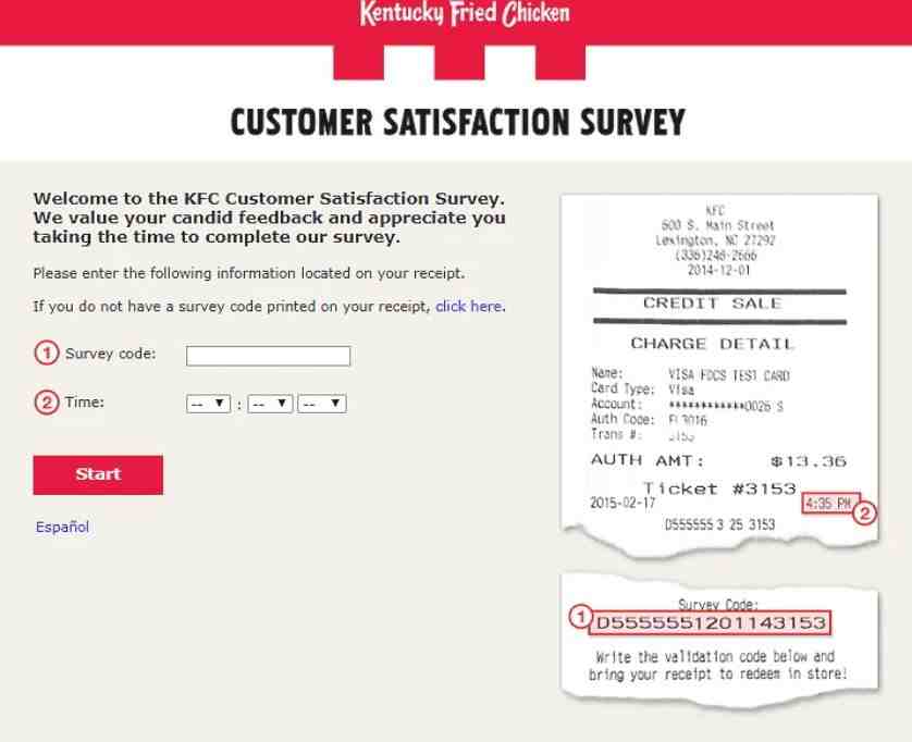 KFC Survey With Survey Code