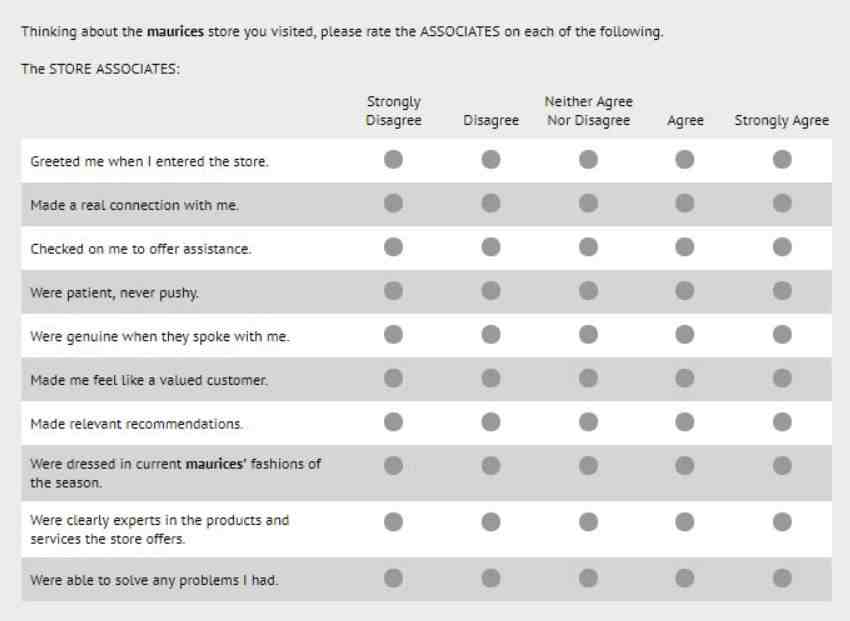Maurice’s Customer Feedback Survey