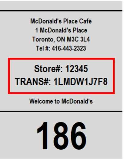 McDonald's restaurant number for survey