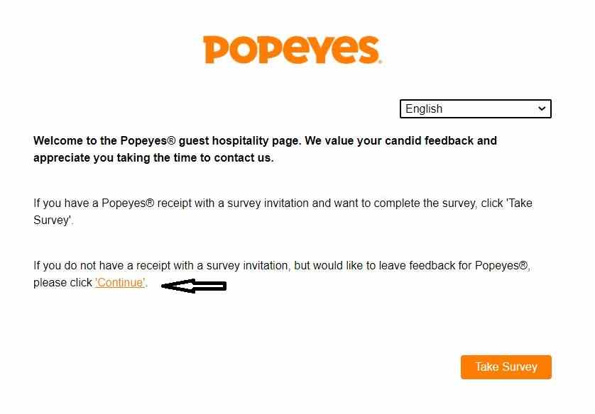 Popeyes Survey without receipt