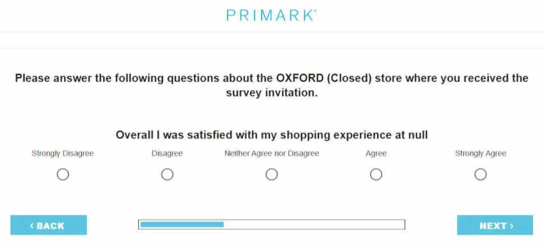Primark survey questions