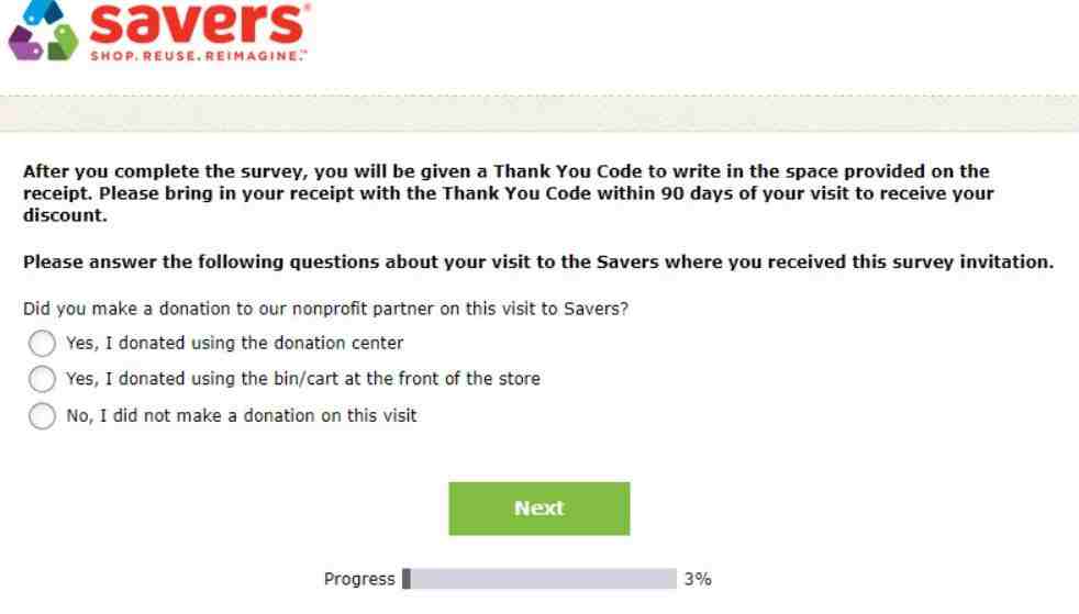 Savers Donation Survey