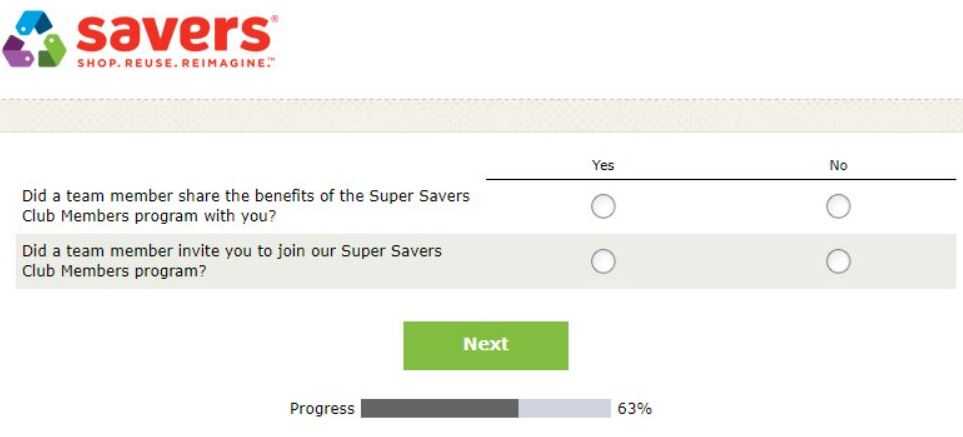 Savers store survey