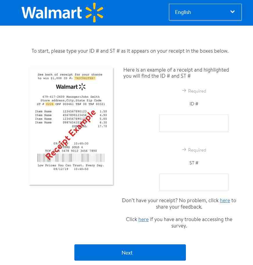 Walmart Survey with Purchase