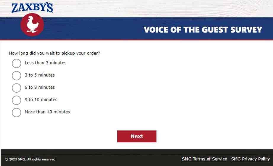 Zaxbys Guest of Voice Survey
