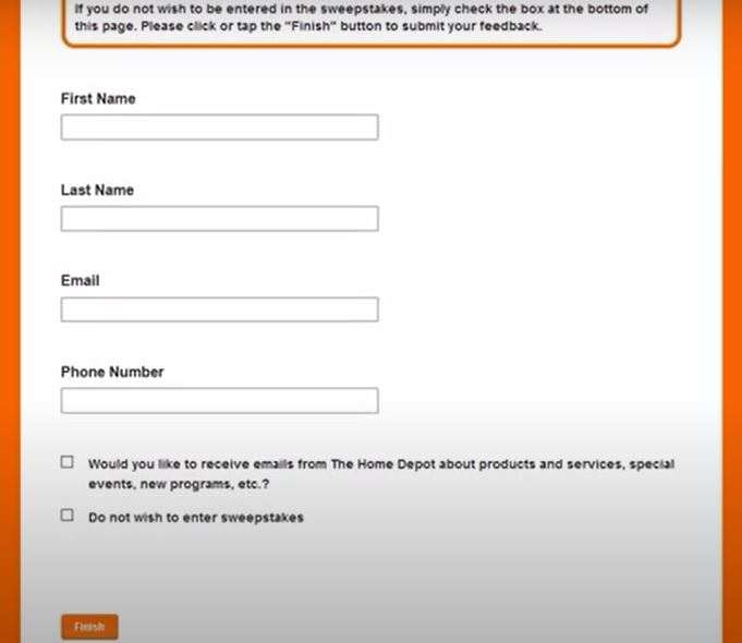 home depot survey sweepstakes