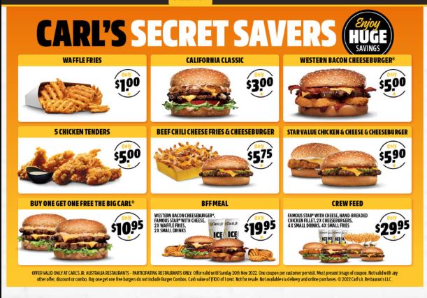 Carl’s Jr Australia Menu