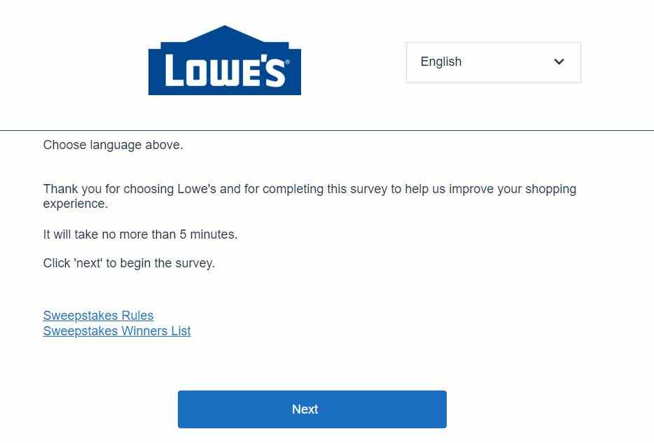 Lowes Survey Official Website