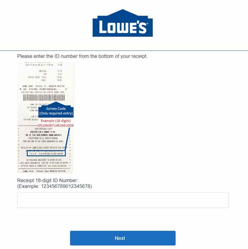 Lowes.com survey entry