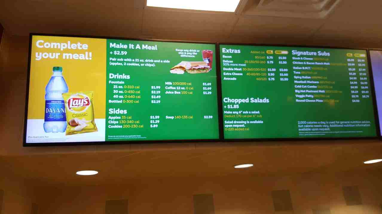 Subway drinks menu