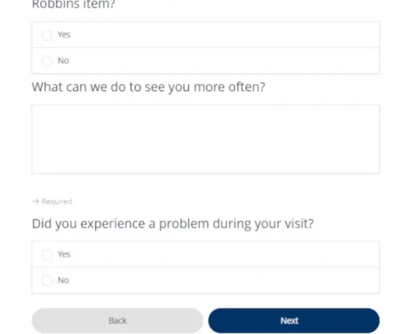 Baskin Robbins feedback survey