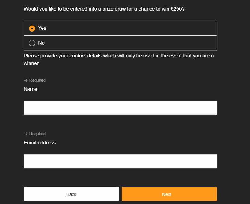 Halfords Survey Sweepstakes Entry