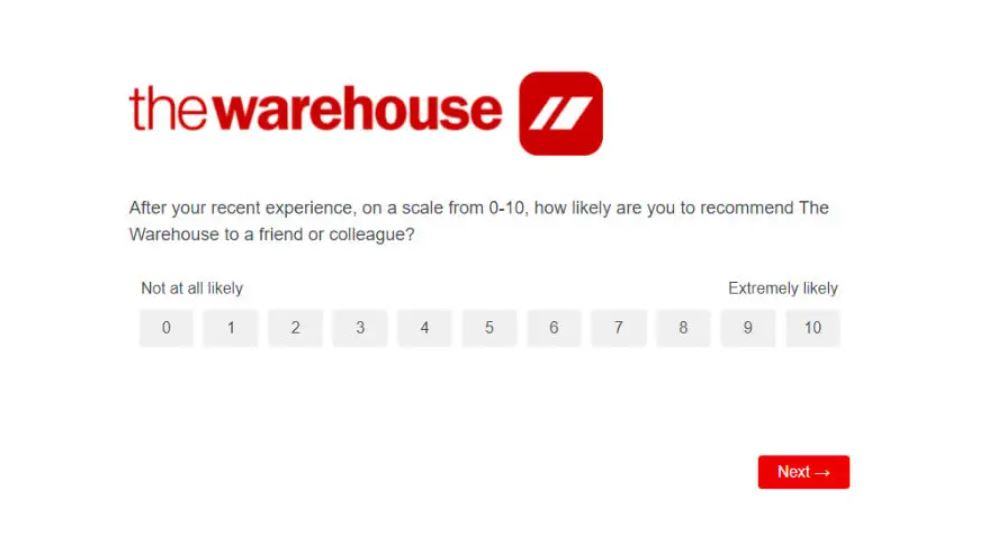 The Warehouse customer survey