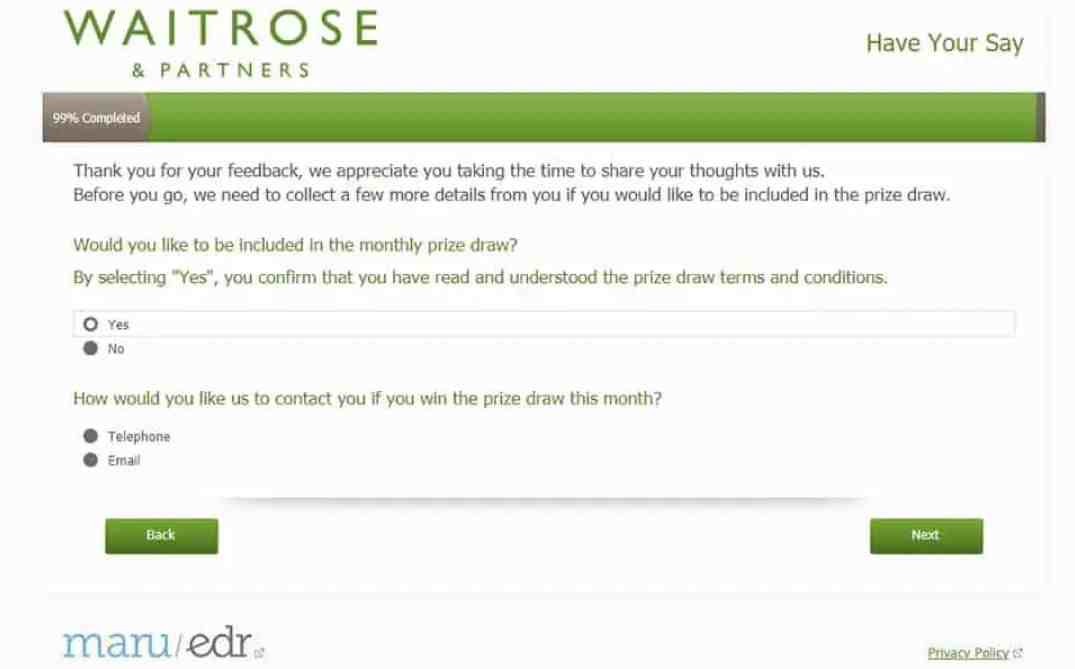 Waitrose Have Your Say Survey
