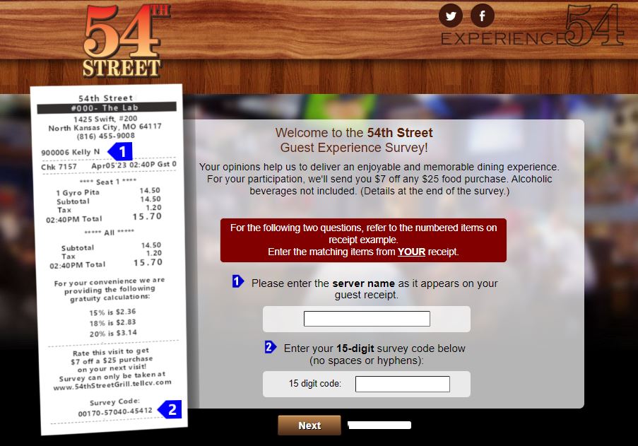 54Th Street Grill Opinion Survey