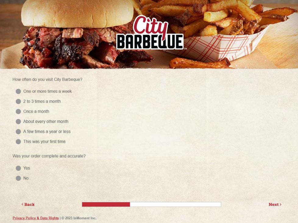 City Barbeque Customer Satisfaction Survey