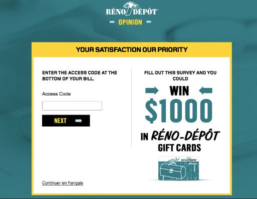 Réno-Dépôt Guest Satisfaction Survey