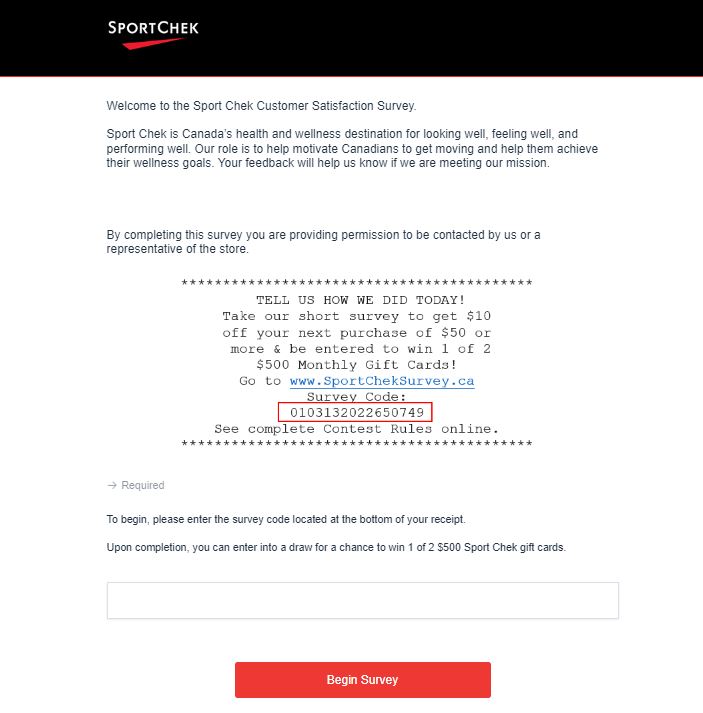 Sport Chek Guest Survey